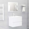vidaXL 2-tlg. Badmöbel-Set Hochglanz-Weiß Spanplatte