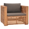 vidaXL Gartensessel mit Dunkelgrauen Kissen Massivholz Teak