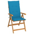 vidaXL, vidaXL Gartenstuhl mit Blauen Kissen Massivholz Teak