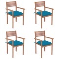 vidaXL Gartenstühle 4 Stk. mit Hellblauen Kissen Massivholz Teak