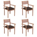 vidaXL Gartenstühle 4 Stk. mit Taupe Kissen Massivholz Teak