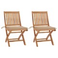 vidaXL Gartenstühle 2 Stk. mit Beige Kissen Teak Massivholz