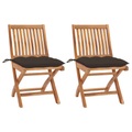 vidaXL Gartenstühle 2 Stk. mit Taupe Kissen Massivholz Teak