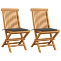 vidaXL Gartenstühle mit Anthrazit Kissen 2 Stk. Massivholz Teak