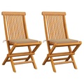 vidaXL Gartenstühle mit Beige Kissen 2 Stk. Massivholz Teak