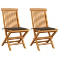 vidaXL Gartenstühle mit Taupe Kissen 2 Stk. Massivholz Teak