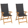 vidaXL Gartenstühle 2 Stk. mit Anthrazit Kissen Massivholz Teak