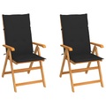 vidaXL Gartenstühle 2 Stk. mit Schwarzen Kissen Massivholz Teak