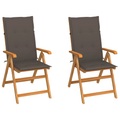 vidaXL Gartenstühle 2 Stk. mit Taupe Kissen Massivholz Teak
