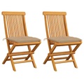 vidaXL Gartenstühle mit Beigen Kissen 2 Stk. Massivholz Teak