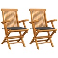 vidaXL Gartenstühle mit Anthrazit Kissen 2 Stk. Massivholz Teak