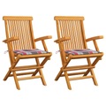 vidaXL Gartenstühle Rote Karomuster-Kissen 2 Stk. Massivholz Teak
