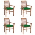 vidaXL Essstühle 4 Stk. mit Grünen Kissen Massivholz Teak