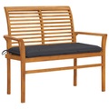 vidaXL Gartenbank mit Anthrazit Auflage 112 cm Massivholz Teak