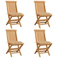 vidaXL Gartenstühle mit Beige Kissen 4 Stk. Massivholz Teak