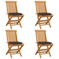 vidaXL Gartenstühle mit Taupe Kissen 4 Stk. Massivholz Teak