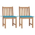 vidaXL Gartenstühle 2 Stk. mit Kissen Massivholz Teak