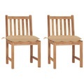 vidaXL Gartenstühle 2 Stk. mit Kissen Massivholz Teak