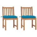 vidaXL Gartenstühle 2 Stk. mit Kissen Massivholz Teak