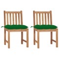 vidaXL Gartenstühle 2 Stk. mit Kissen Massivholz Teak
