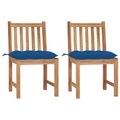 vidaXL Gartenstühle 2 Stk. mit Kissen Massivholz Teak