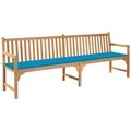 vidaXL Gartenbank mit Blauer Auflage 240 cm Massivholz Teak