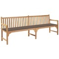 vidaXL Gartenbank mit Taupe Auflage 240 cm Massivholz Teak