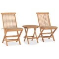 vidaXL 3-tlg. Garten-Essgruppe mit Kissen Klappbar Massivholz Teak