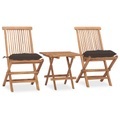 vidaXL 3-tlg. Garten-Essgruppe mit Kissen Klappbar Massivholz Teak