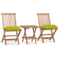 vidaXL 3-tlg. Garten-Essgruppe mit Kissen Klappbar Massivholz Teak