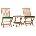 vidaXL 3-tlg. Garten-Essgruppe mit Kissen Klappbar Massivholz Teak