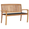 vidaXL Stapelbare Gartenbank mit Auflage 128,5 cm Massivholz Teak