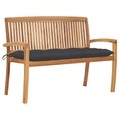 vidaXL, vidaXL Stapelbare Gartenbank mit Auflage 128,5 cm Massivholz Teak