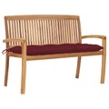 vidaXL Stapelbare Gartenbank mit Auflage 128,5 cm Massivholz Teak
