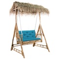 vidaXL, vidaXL Hollywoodschaukel mit Palmblättern und Kissen 202 cm Bambus