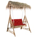 vidaXL, vidaXL Hollywoodschaukel mit Palmblättern und Kissen 202 cm Bambus