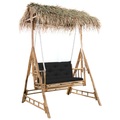vidaXL, vidaXL Hollywoodschaukel mit Palmblättern und Kissen 202 cm Bambus