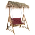 vidaXL, vidaXL Hollywoodschaukel mit Palmblättern und Kissen 202 cm Bambus