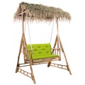 vidaXL, vidaXL Hollywoodschaukel mit Palmblättern und Kissen 202 cm Bambus