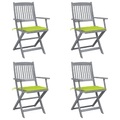 vidaXL Klappbare Gartenstühle 4 Stk. mit Sitzkissen Massivholz Akazie
