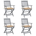 vidaXL Klappbare Gartenstühle 4 Stk. mit Kissen Massivholz Akazie
