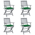 vidaXL Klappbare Gartenstühle 4 Stk. mit Kissen Massivholz Akazie