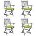 vidaXL Klappbare Gartenstühle 4 Stk. mit Kissen Massivholz Akazie