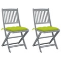 vidaXL Klappbare Gartenstühle 2 Stk. mit Kissen Massivholz Akazie