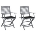 vidaXL Klappbare Gartenstühle 2 Stk. mit Sitzkissen Massivholz Akazie