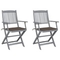 vidaXL Klappbare Gartenstühle 2 Stk. mit Sitzkissen Massivholz Akazie
