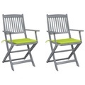 vidaXL Klappbare Gartenstühle 2 Stk. mit Sitzkissen Massivholz Akazie