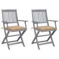 vidaXL Klappbare Gartenstühle 2 Stk. mit Kissen Massivholz Akazie