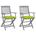 vidaXL Klappbare Gartenstühle 2 Stk. mit Kissen Massivholz Akazie