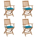 vidaXL Klappbare Gartenstühle 4 Stk. mit Kissen Massivholz Akazie
